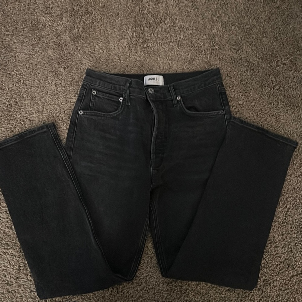 AGOLDE Riley Crop High Ride Straight Leg Black Size 28
